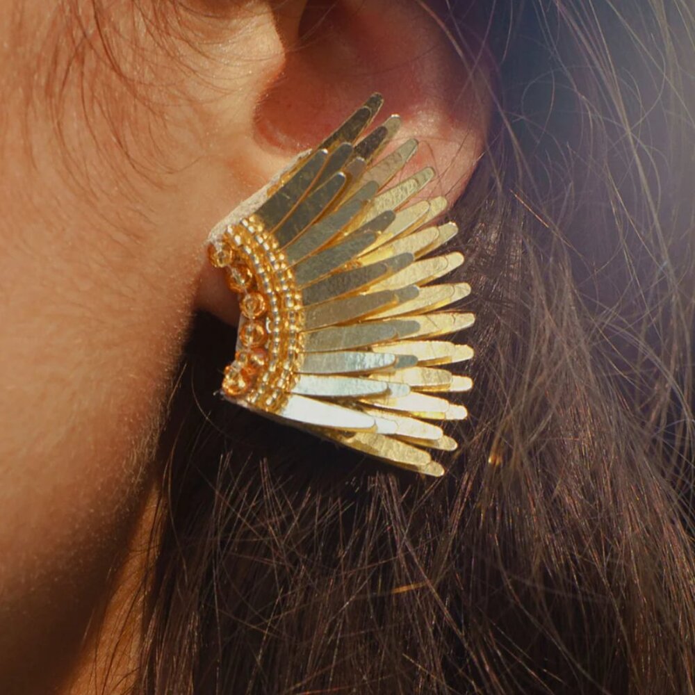 Authentic Mignonne Gavigan Metallic Mini Madeline Earrings Gold